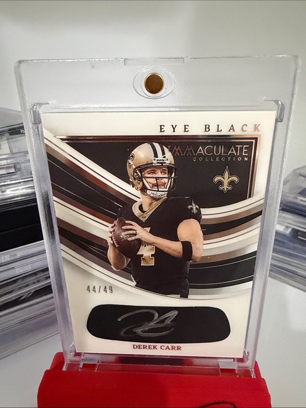 Derek Carr Immaculate Eye Black - Autograph numbered 44/49